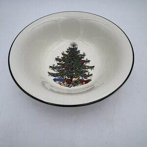 VTG Cuthbertson Original Christmas Tree Round Serving Veg Bowl England VG Condit